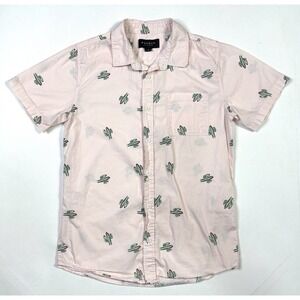 Pacsun LA Shirt Men's Small Pink Button Up Cactus Short Sleeve